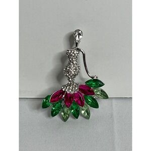 Sparkling Ballerina Dancer Brooch Rhinestone Crystal Gem Embellished Pin Jewelry